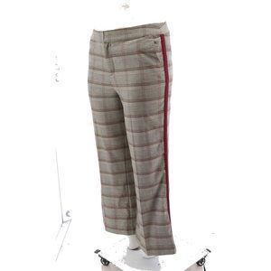 NWT G.I.L.I. PETITE WIDE LEG PLAID PANTS OLIVE/BURGUNDY STRIPE-VARIOUS SIZES